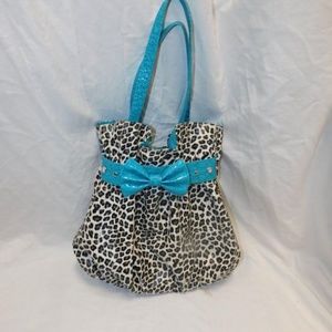 Claire's Cheetah Print Handbag with Blue Bow & Handle - makes a cute gift!